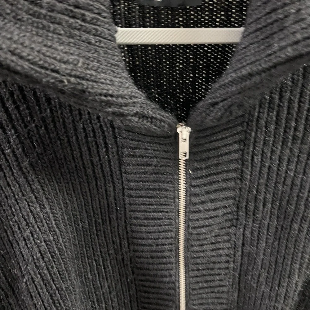 ASOS Black Ribbed Zip Cardigan Size L - Picture 5 of 14